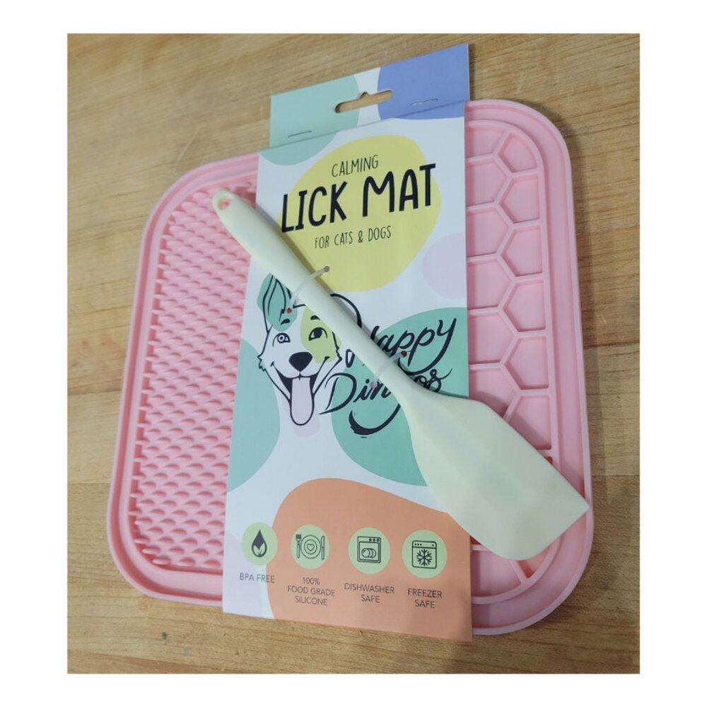 Happy Dingo Calming Lick Mat for Pets, Cat, Dog, Pink, NWT